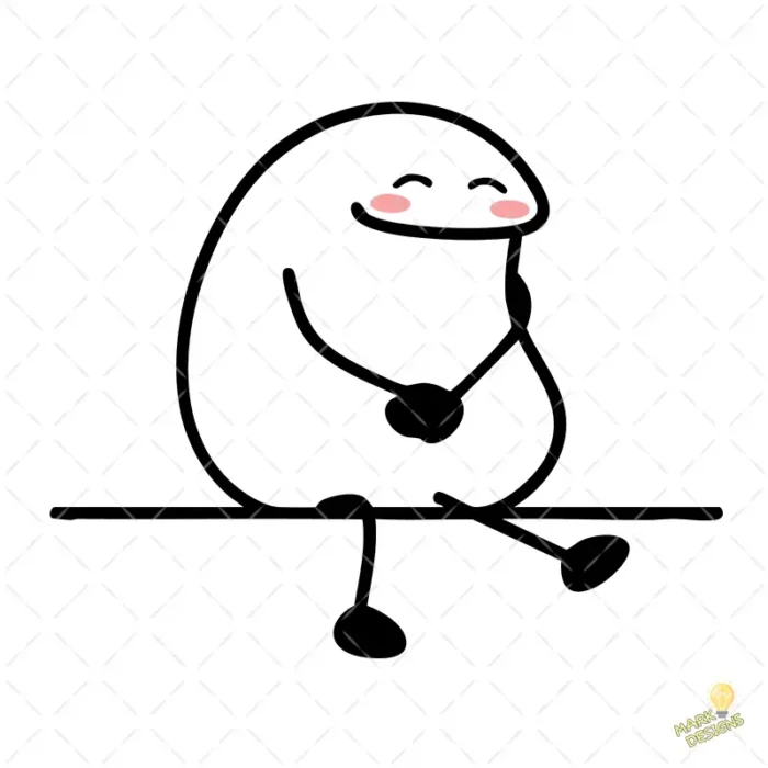 Vector Flork Sentado Sonrojado Tierno Diseño para Sublimación