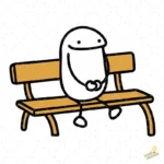 Vector Flork Sentado en Banca Diseño Relajado para Sublimación