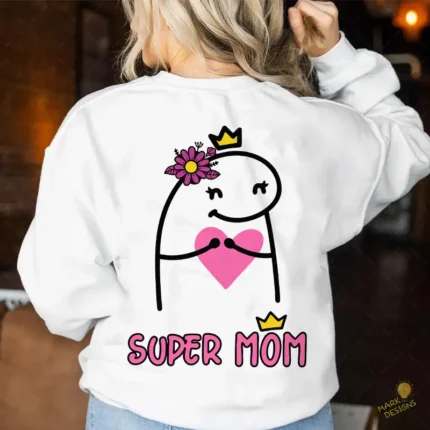 Vector Flork Super Mom con Corona y Flores para Sublimación