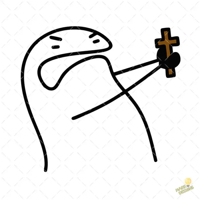 Vector Flork con Cruz Humor Exorcismo Diseño para Sublimación