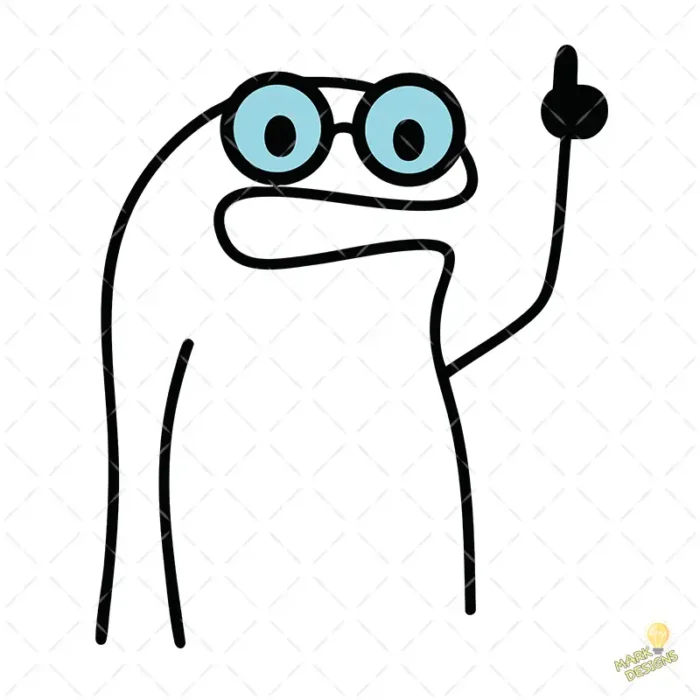 Vector Flork con Lentes Dedo Arriba Diseño para Sublimación Nerd