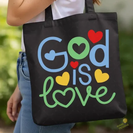 Vector God is Love Diseño Infantil Corazones Pastel para Sublimación