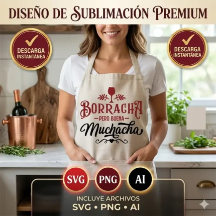 Vector Gratis Borracha Pero Buena Muchacha Diseño para Sublimación