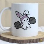 Vector Gratis Conejo Gym Pesas Diseño Cute para Sublimación y Tazas