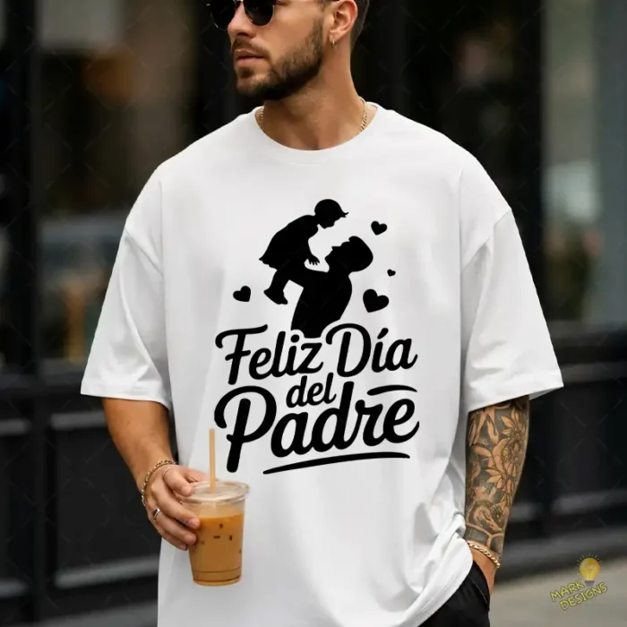 Vector Gratis Feliz Día del Padre Silueta con Niño para Sublimar