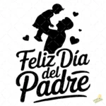 Vector Gratis Feliz Día del Padre Silueta con Niño para Sublimar