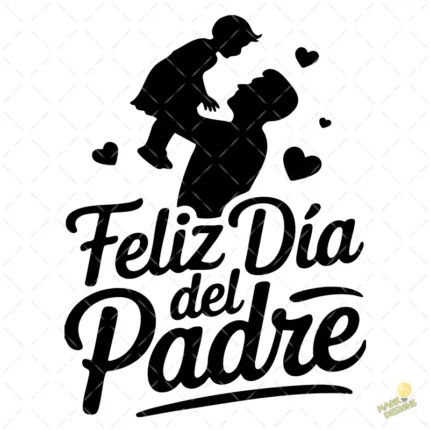 Vector Gratis Feliz Día del Padre Silueta con Niño para Sublimar