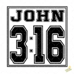 Vector Juan 3:16 Estilo Universitario Varsity para Sublimación