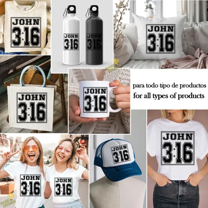 Vector Juan 3:16 Estilo Universitario Varsity para Sublimación