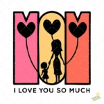 Vector MOM Ilustración Madre e Hija Corazones para Sublimación