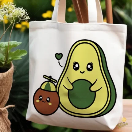 Vector Mamá Aguacate e Hijo Kawaii Diseño para Sublimación