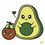 Vector Mamá Aguacate e Hijo Kawaii Diseño para Sublimación