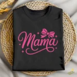 Vector Mamá Estilo Coquette con Lazo y Brillos para Sublimación
