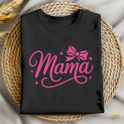 Vector Mamá Estilo Coquette con Lazo y Brillos para Sublimación