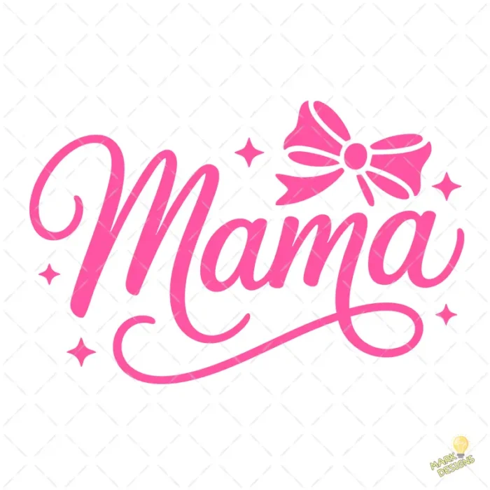 Vector Mamá Estilo Coquette con Lazo y Brillos para Sublimación