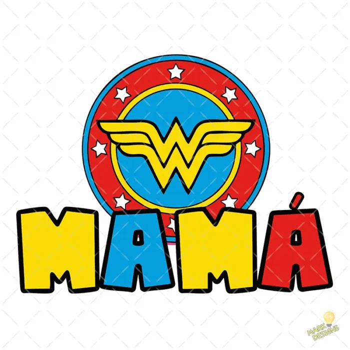 Vector Mamá Maravilla Logo Heroína Diseño para Sublimación