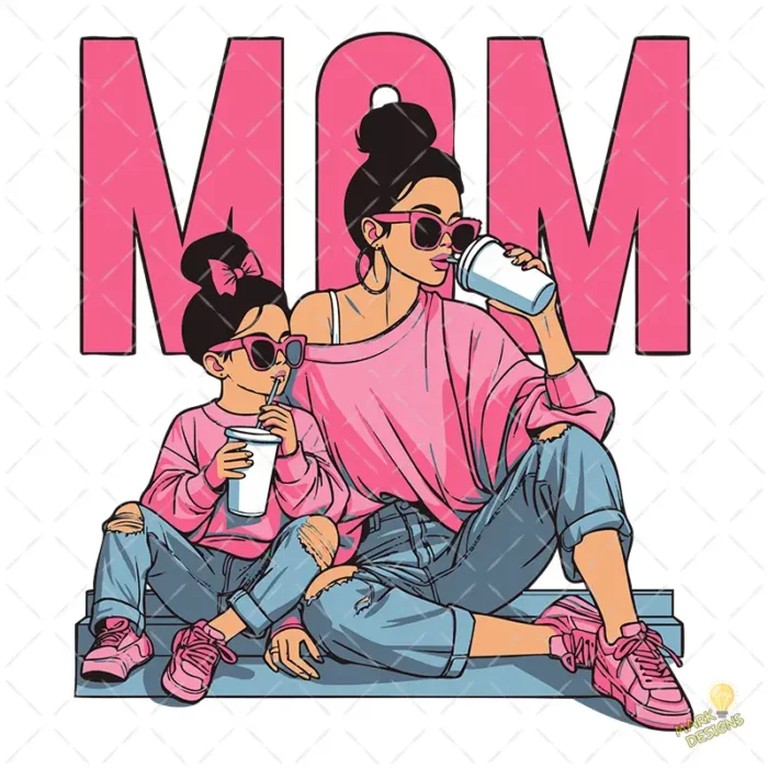 Vector Mom and Me Ilustración Madre e Hija para Sublimación