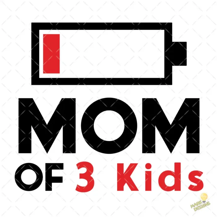 Vector Mom of 3 Kids Batería Baja Diseño Divertido para Sublimación