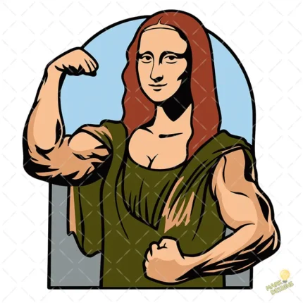 Vector Mona Lisa Fitness Musculosa Diseño Arte Pop para Sublimación