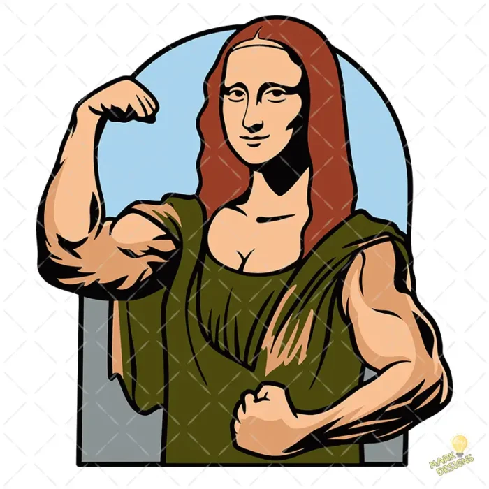 Vector Mona Lisa Fitness Musculosa Diseño Arte Pop para Sublimación