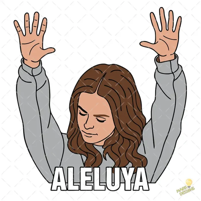 Vector Mujer Adorando Aleluya Diseño Cristiano para Sublimación