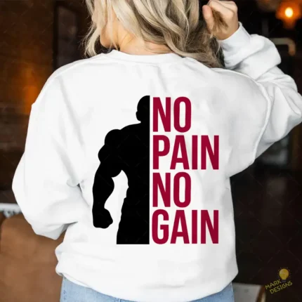 Vector No Pain No Gain Silueta Bodybuilder para Sublimación