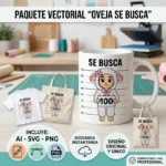 Vector Oveja Perdida 100 Se Busca Parábola para Sublimación Infantil