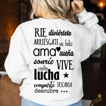 Vector Palabras Motivadoras Ríe Ama Vive Lucha para Sublimación