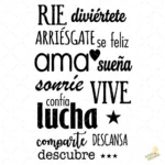 Vector Palabras Motivadoras Ríe Ama Vive Lucha para Sublimación