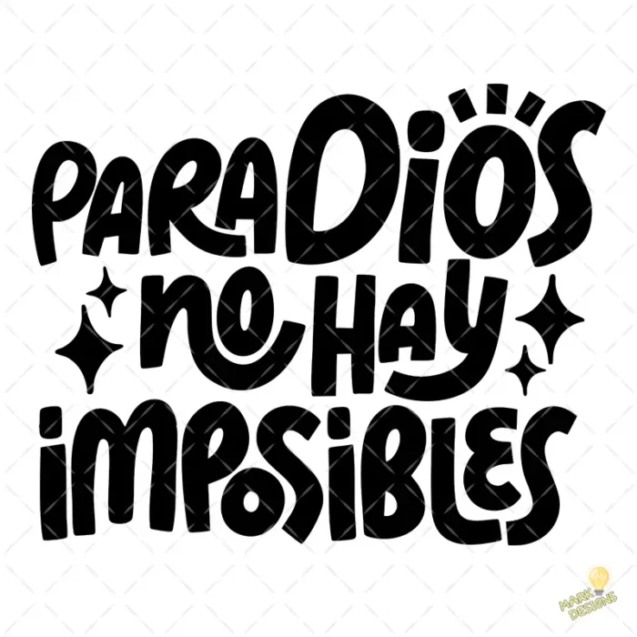 Vector Para Dios No Hay Imposibles Estilo Hand Lettering con Estrellas