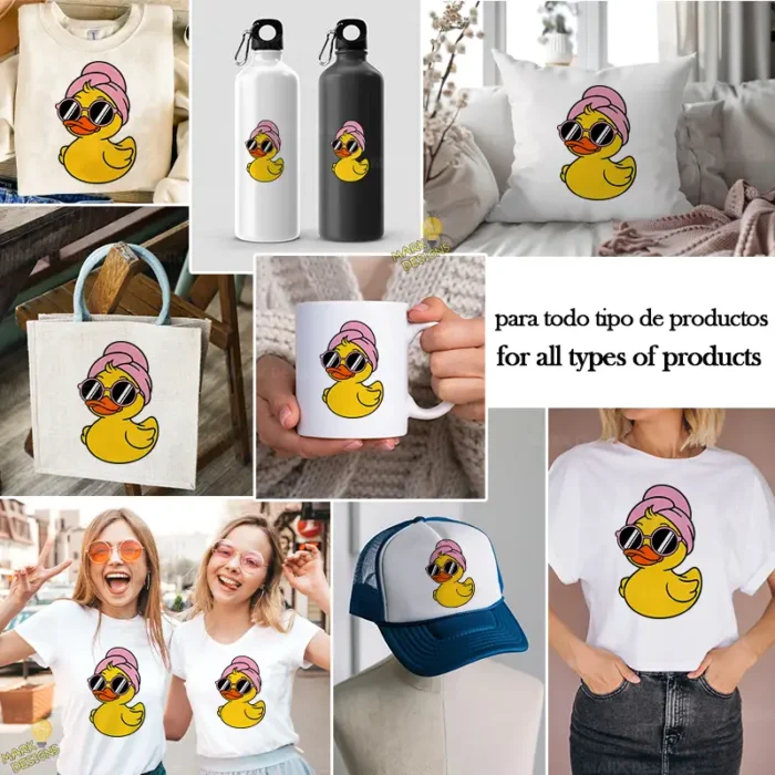 Vector Patito de Hule con Toalla y Lentes Diseño Sublimación Spa