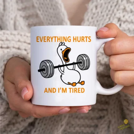 Vector Pato Gym Everything Hurts And I'm Tired para Sublimación