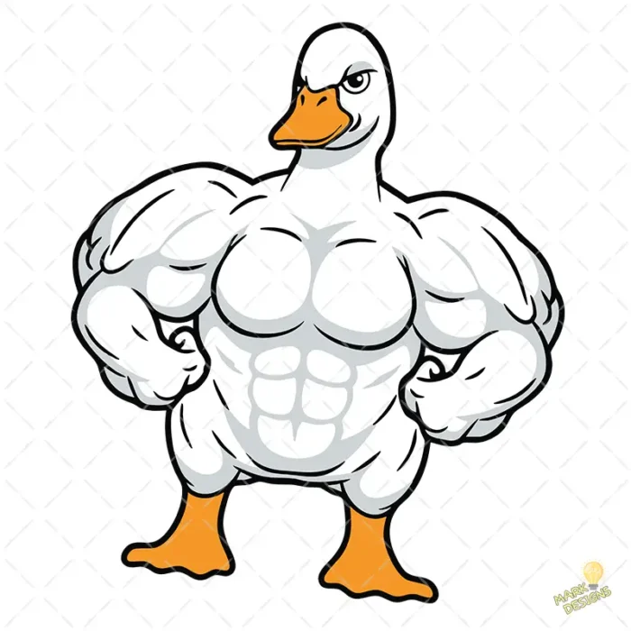Vector Pato Musculoso Bodybuilder Diseño Divertido para Sublimación