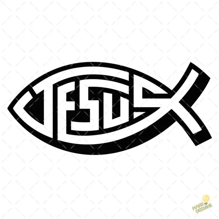 Vector Pez de Jesús Ichthys Tipográfico para Vinilo y Calcomanías