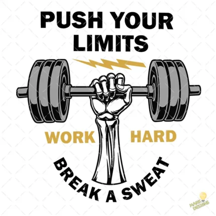 Vector Push Your Limits Mano Esqueleto Gym para Sublimación