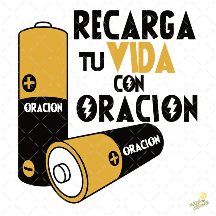 Vector Recarga Tu Vida con Oración Diseño Baterías Pilas para Sublimación