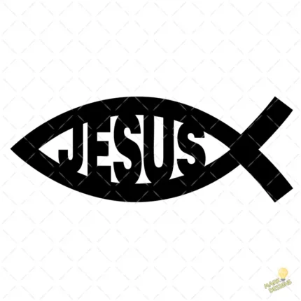 Vector Símbolo Pez Jesús Ichthys para Corte en Vinilo y Decals