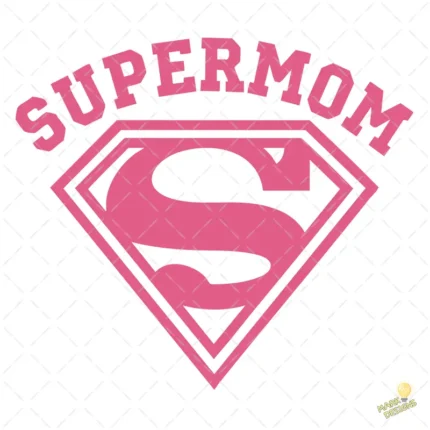 Vector Supermom Escudo Rosa Diseño para Sublimación y Vinilo