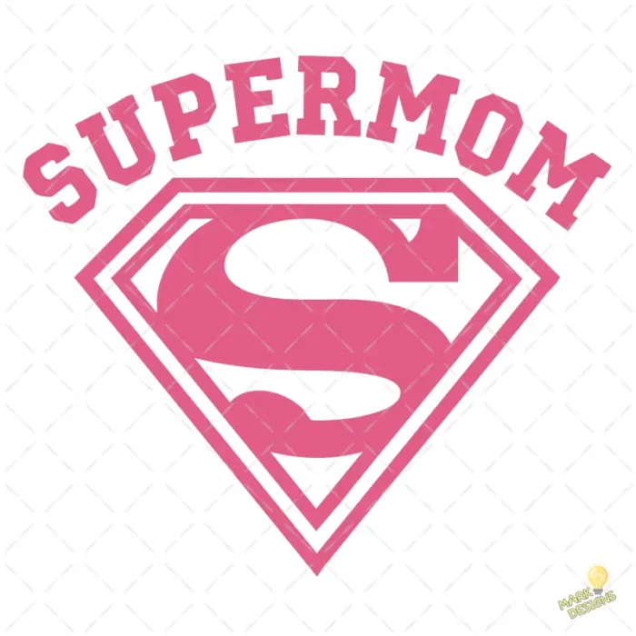 Vector Supermom Escudo Rosa Diseño para Sublimación y Vinilo