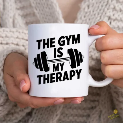 Vector The Gym Is My Therapy Diseño Motivacional para Sublimación y Tazas