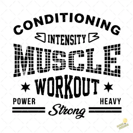 Vector Tipográfico Gym Conditioning Muscle Workout para Sublimación