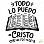 Vector Todo lo Puedo en Cristo Biblia Abierta para Sublimación