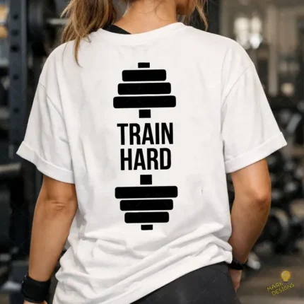 Vector Train Hard Mancuerna Minimalista para Sublimación y Estampados