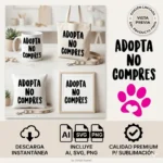 FREEBIE Vector Adopta No Compres con Huella Rosa Gratis