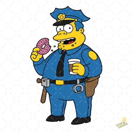 Jefe Gorgory con Rosquilla Rosa Vector Policía Simpson