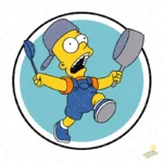 Vector Bart Simpson Ollas Emblema Circular Divertido