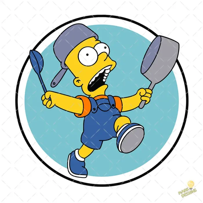 Vector Bart Simpson Ollas Emblema Circular Divertido