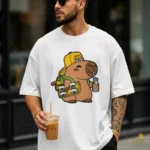 Vector Capybara Skater con Mochila y Botella de Jugo para Sublimación