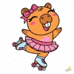 Vector Carpincho Capybara Patinadora con Tutu Rosado para Sublimación