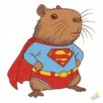Vector Carpincho Capybara Vestido de Superman Superhéroe para Sublimación